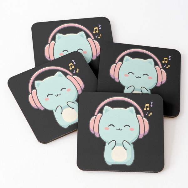 Item preview, Cute Cat Headphones – Kawaii Music Kitty Design designed and sold by Midnight Veil Designs.
