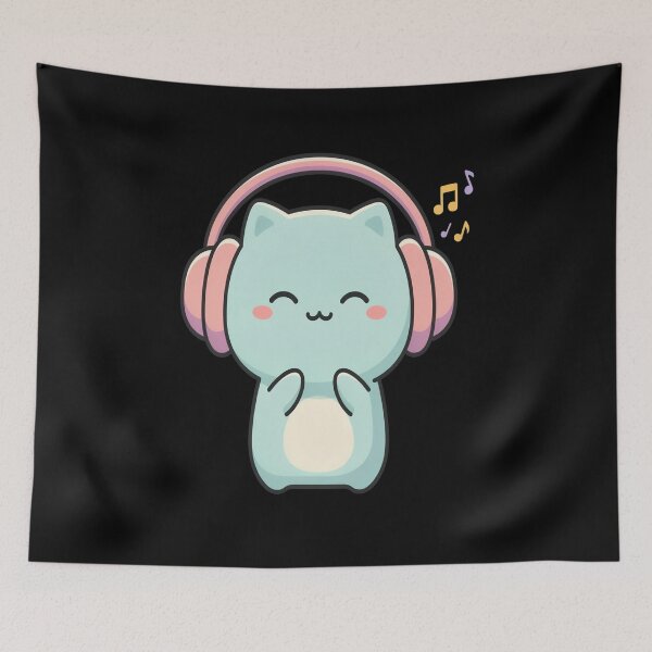 Item preview, Cute Cat Headphones – Kawaii Music Kitty Design designed and sold by Midnight Veil Designs.