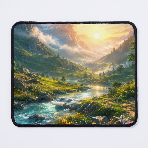 Item preview, Emerald Valley Sunrise Fantasy Landscape designed and sold by CodePaws Creations.
