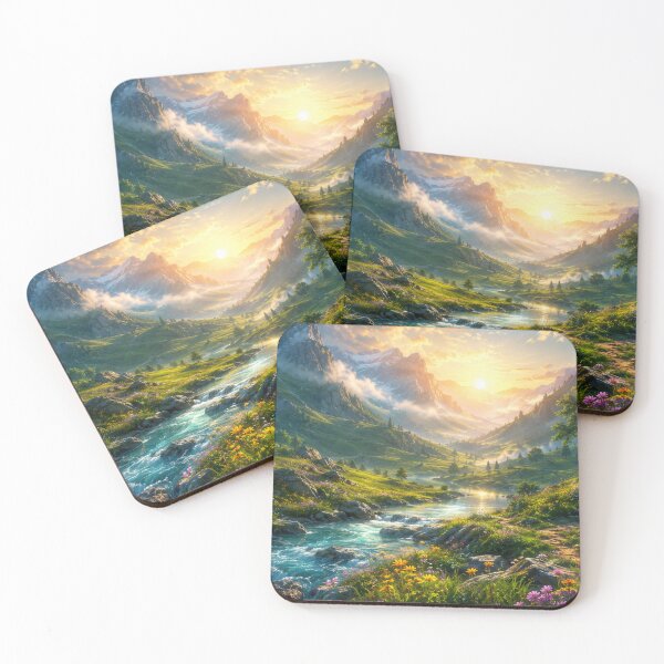 Item preview, Emerald Valley Sunrise Fantasy Landscape designed and sold by CodePaws Creations.