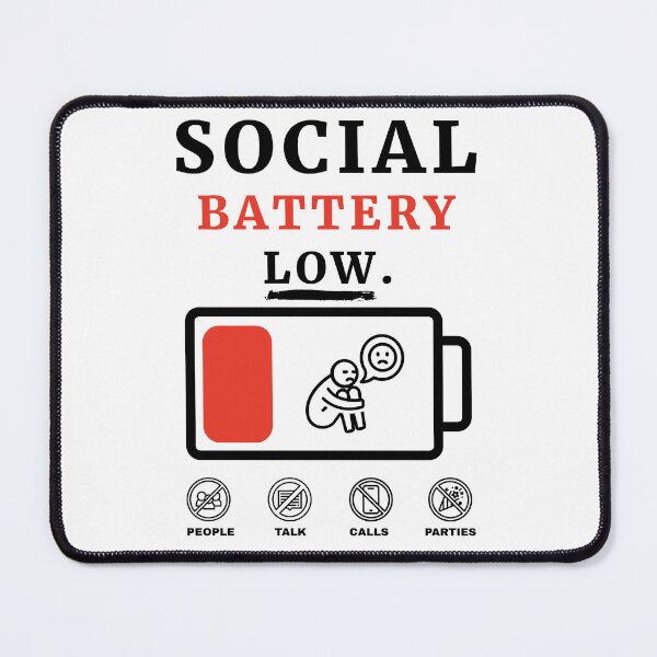 Item preview, Social Battery Low Funny Introvert Social Anxiety Typography Quote designed and sold by Akkhay.