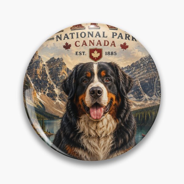 Item preview, Bernese Mountain Dog Banff Canada  Adventure Dogs™  Vintage National Park Travel Design designed and sold by TeeVibeHaus.