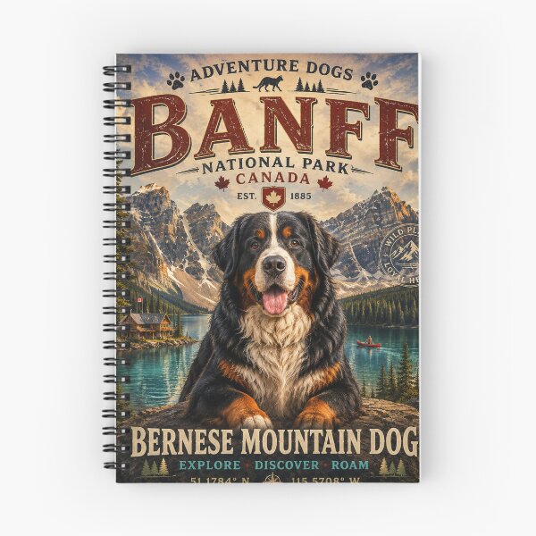 Item preview, Bernese Mountain Dog Banff Canada  Adventure Dogs™  Vintage National Park Travel Design designed and sold by TeeVibeHaus.