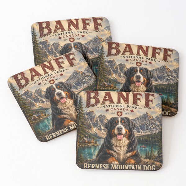 Item preview, Bernese Mountain Dog Banff Canada  Adventure Dogs™  Vintage National Park Travel Design designed and sold by TeeVibeHaus.