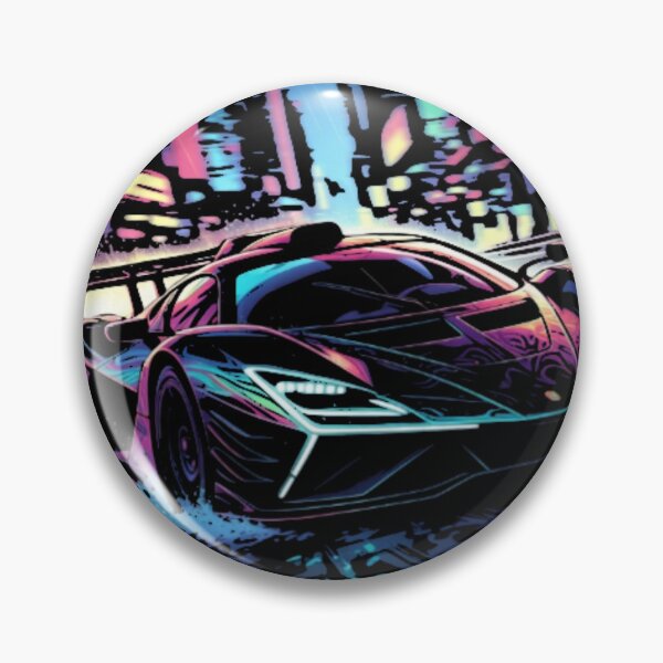 Aperçu de l'œuvre Hypercar cyberpunk sous une pluie de néons | Illustration vectorielle de supercar synthwave créée et vendue par Nexus Space.