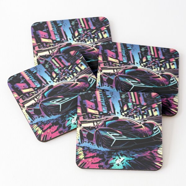 Item preview, Cyberpunk Hypercar in Neon Rain | Synthwave Supercar Vector Art designed and sold by Nexus Space.