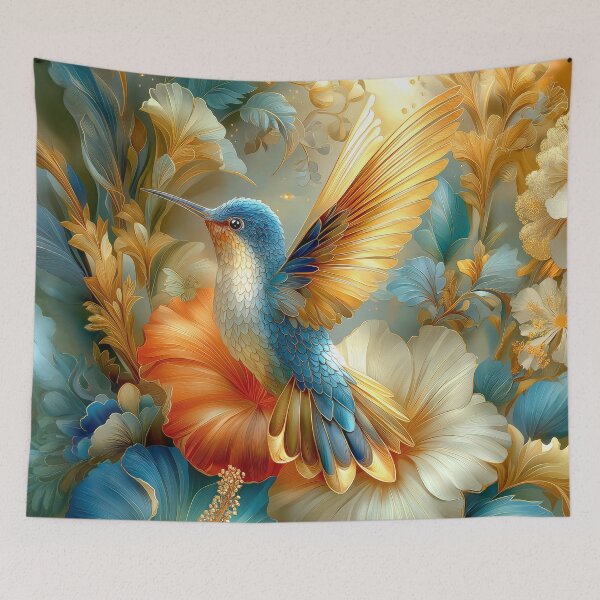 Item preview, Hummingbird and Flowers Art designed and sold by MargaretWiktor.