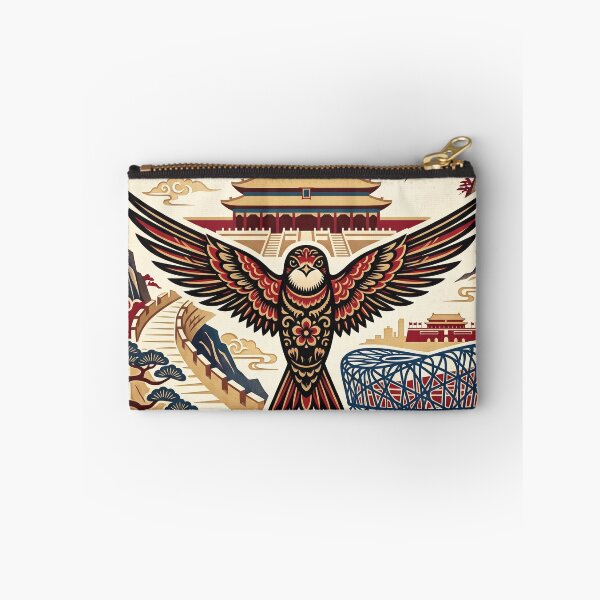 Item preview, BEIJING Vintage Travel Illustration - Ornate Swallow Soaring in a Heritage City designed and sold by ZUMERI.