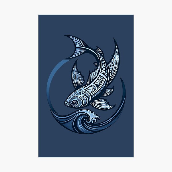 Item preview, Tribal Fish Blue Wave – Maori Ocean Emblem designed and sold by SilentPowerArt.