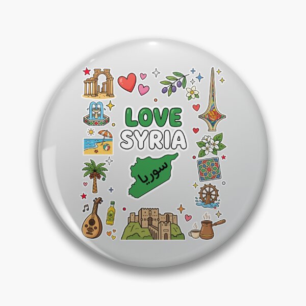 Item preview, I Love Syria Culture and Landmarks Sticker Pattern designed and sold by mashmosh.