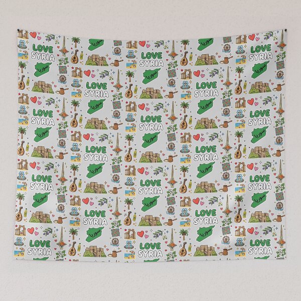 Item preview, I Love Syria Culture and Landmarks Sticker Pattern designed and sold by mashmosh.
