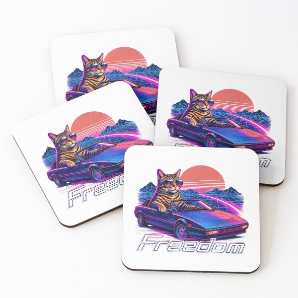 Item preview, Freedom – 80s Synthwave Bengal Cat in a Sports Car designed and sold by Bengoer18.