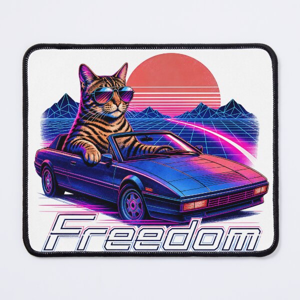 Item preview, Freedom – 80s Synthwave Bengal Cat in a Sports Car designed and sold by Bengoer18.