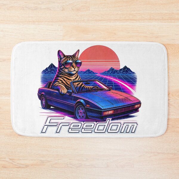 Item preview, Freedom – 80s Synthwave Bengal Cat in a Sports Car designed and sold by Bengoer18.