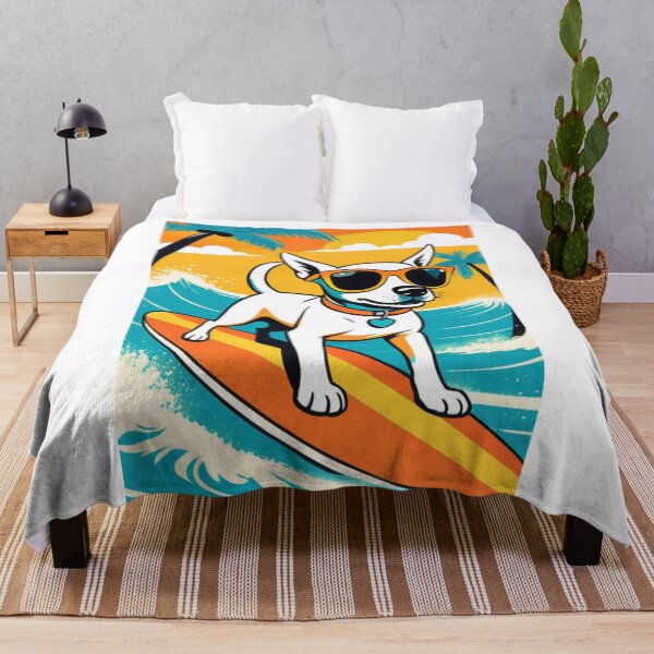 Item preview, Art - Dog Surfing, Retro and Colorful Illustration designed and sold by World-Pets.