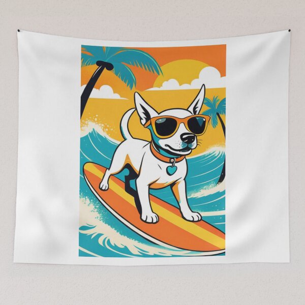 Item preview, Art - Dog Surfing, Retro and Colorful Illustration designed and sold by World-Pets.