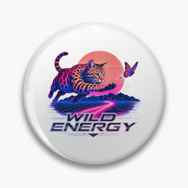 Item preview, Wild Energy – Synthwave Bengal Cat & Butterfly designed and sold by Bengoer18.