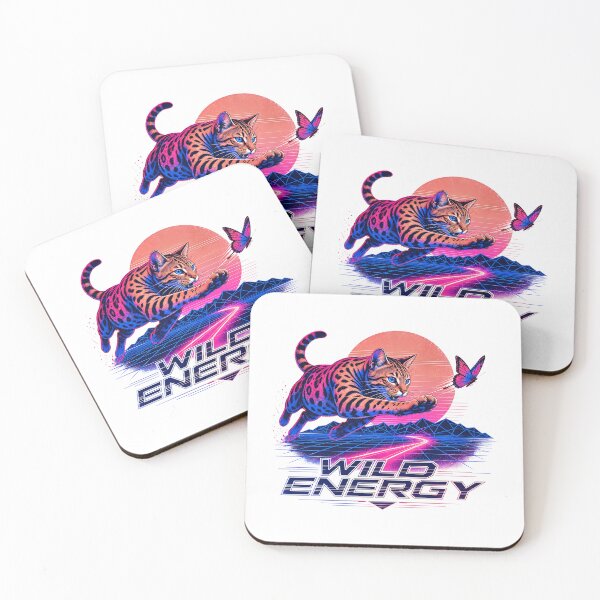 Item preview, Wild Energy – Synthwave Bengal Cat & Butterfly designed and sold by Bengoer18.