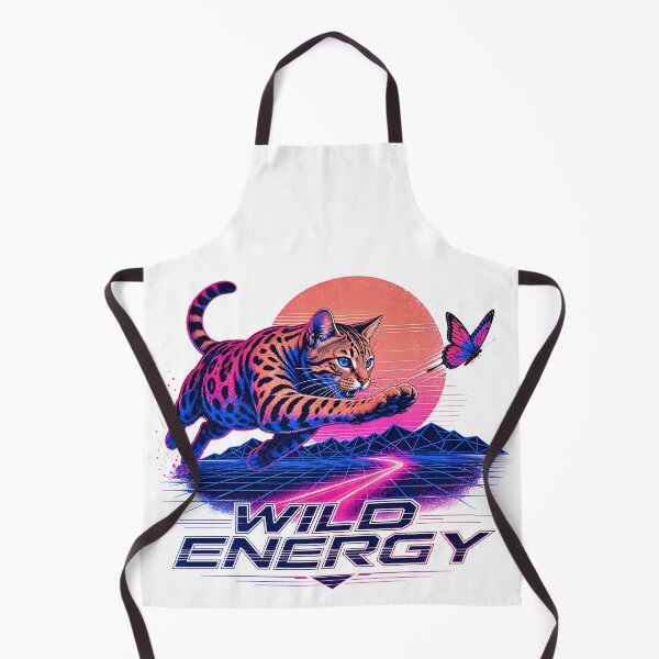 Item preview, Wild Energy – Synthwave Bengal Cat & Butterfly designed and sold by Bengoer18.