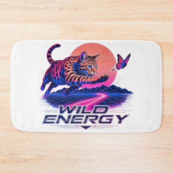 Item preview, Wild Energy – Synthwave Bengal Cat & Butterfly designed and sold by Bengoer18.
