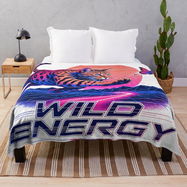 Item preview, Wild Energy – Synthwave Bengal Cat & Butterfly designed and sold by Bengoer18.