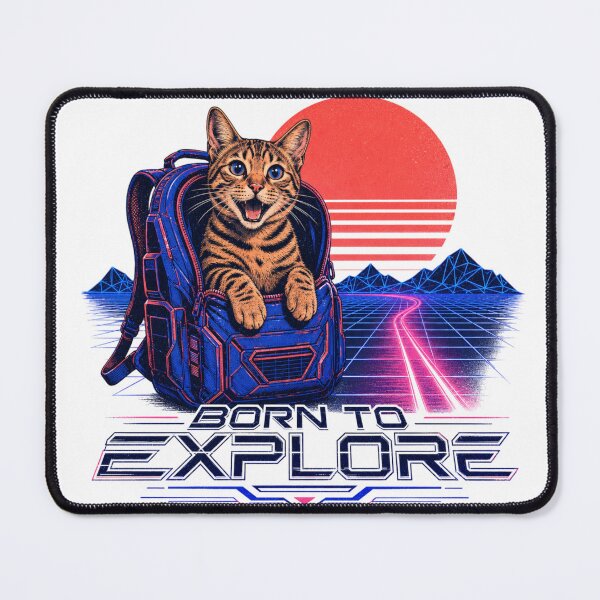 Item preview, Born to Explore – Retro Synthwave Bengal Backpack Cat designed and sold by Bengoer18.