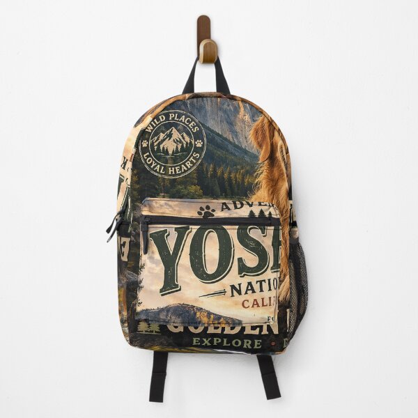 Item preview, Golden Retriever Yosemite National Park Adventure Dogs™ Vintage California Travel Poster designed and sold by TeeVibeHaus.