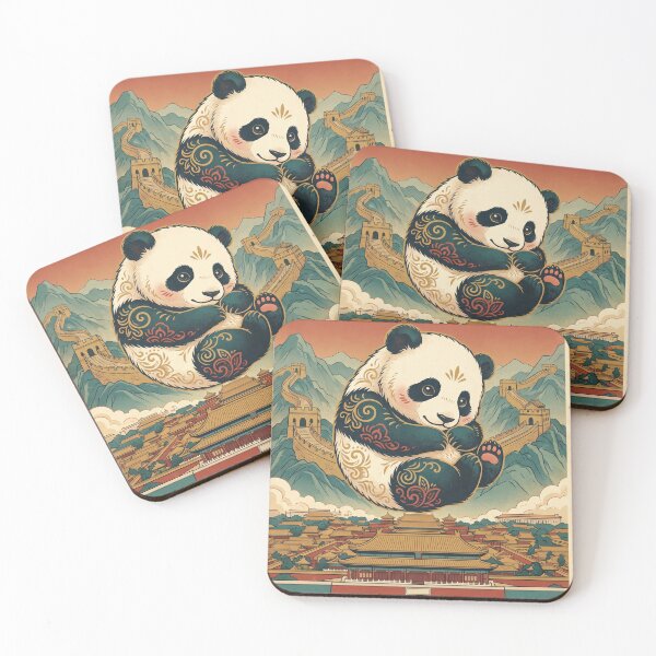 Item preview, CHINA Vintage Travel Illustration - Patterned Panda Floating designed and sold by ZUMERI.