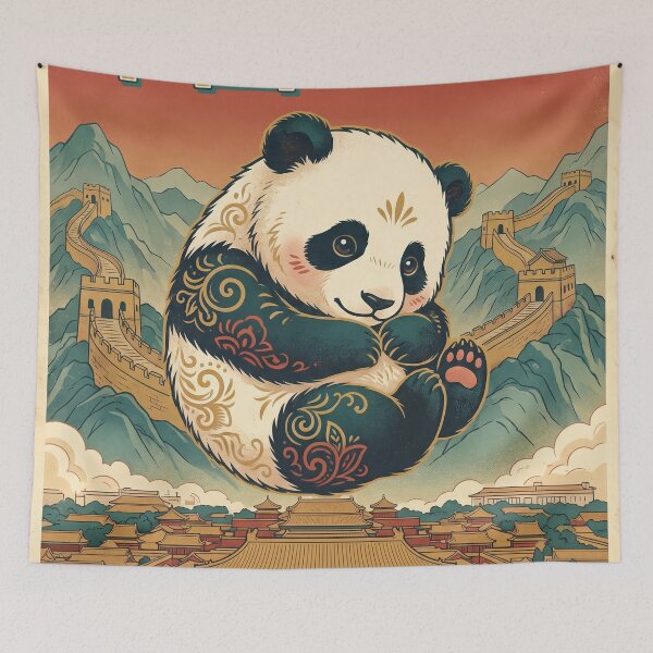Item preview, CHINA Vintage Travel Illustration - Patterned Panda Floating designed and sold by ZUMERI.