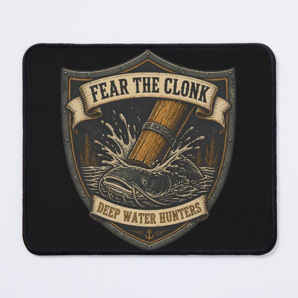 Item preview, Fear the Clonk - Wels Catfish Deep Water Hunters Shield designed and sold by ThirdShiftLab.