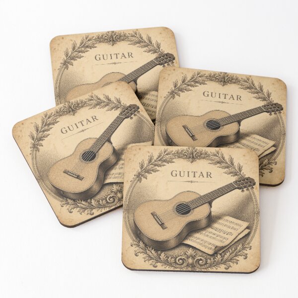 Item preview, Vintage Acoustic Guitar Engraving Art Print | Antique Musical Instrument Illustration designed and sold by SunnyDesign82.