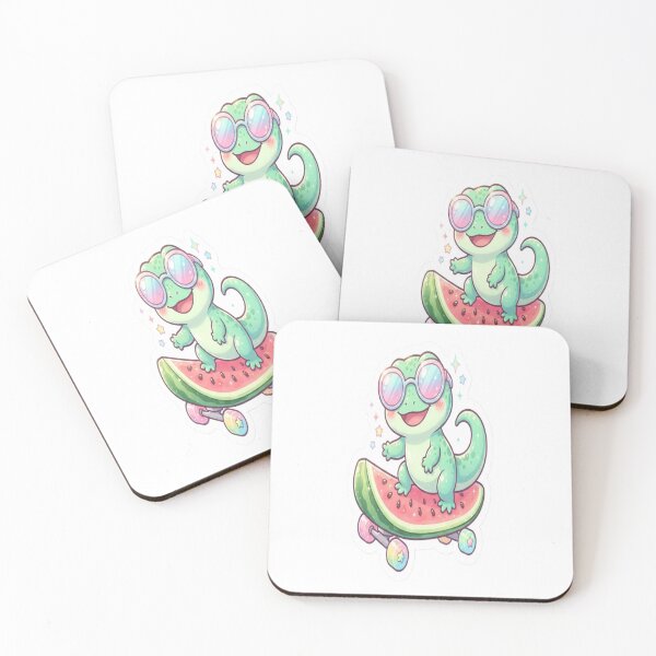 Item preview, Cute Chameleon on Watermelon Skateboard Sticker | Kawaii Summer Reptile Cartoon | Pastel Vinyl Design designed and sold by AdityaShop18.