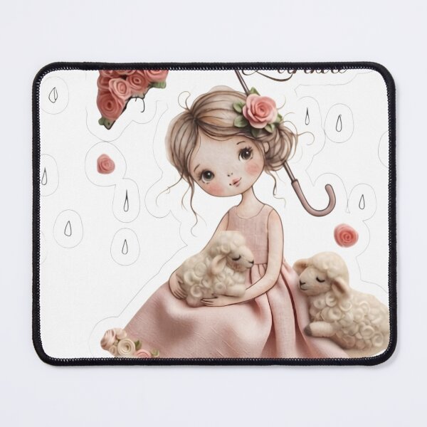 Item preview, Cute Girl with Rose Umbrella & Little Sheep Die-Cut Aesthetic Art designed and sold by Zelis craft.