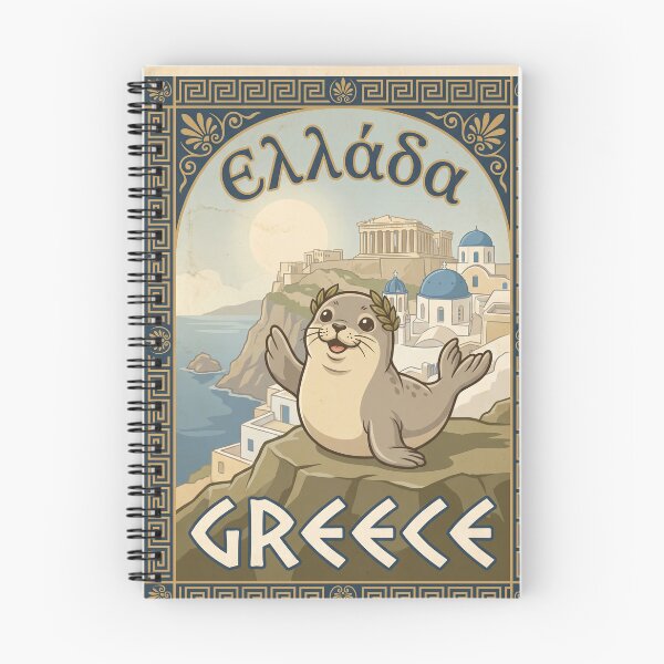 Item preview, GREECE Vintage Travel Illustration - Crowned Seal Waving designed and sold by ZUMERI.