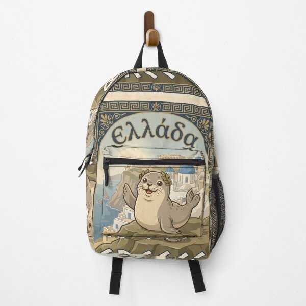 Item preview, GREECE Vintage Travel Illustration - Crowned Seal Waving designed and sold by ZUMERI.