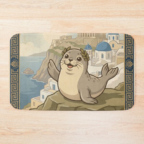 Item preview, GREECE Vintage Travel Illustration - Crowned Seal Waving designed and sold by ZUMERI.