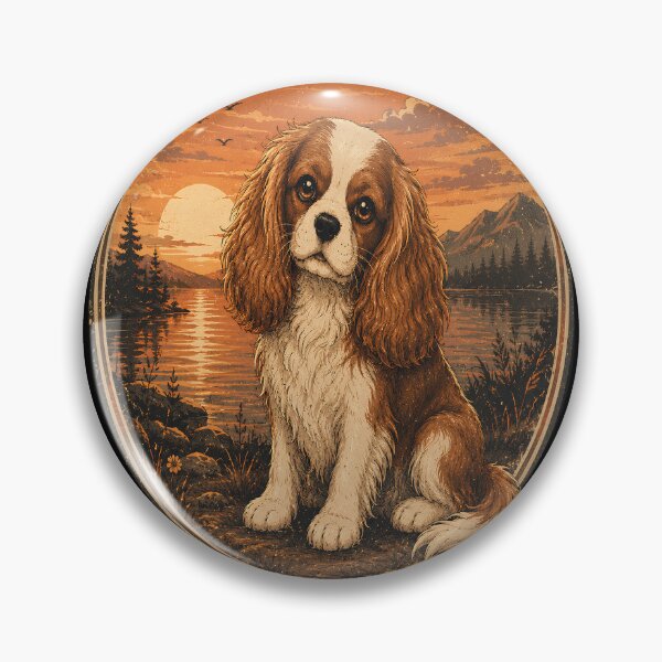 Item preview, Forever Loyal | Vintage Sunset Cavalier King Charles Spaniel | Retro Dog Lover Art designed and sold by Moh-nd-Eg.