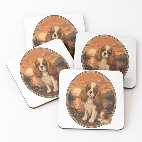 Item preview, Forever Loyal | Vintage Sunset Cavalier King Charles Spaniel | Retro Dog Lover Art designed and sold by Moh-nd-Eg.