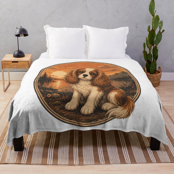 Item preview, Forever Loyal | Vintage Sunset Cavalier King Charles Spaniel | Retro Dog Lover Art designed and sold by Moh-nd-Eg.