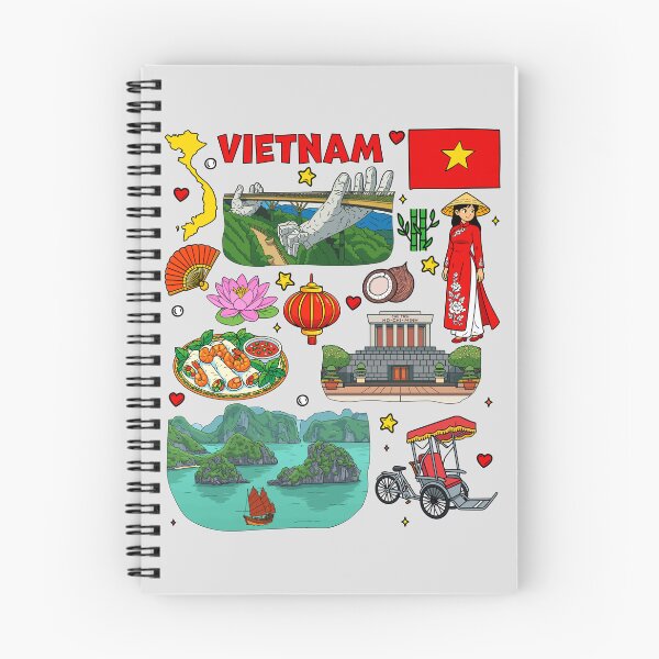 Item preview, I Love Vietnam Culture Landmarks Doodle Pattern designed and sold by mashmosh.