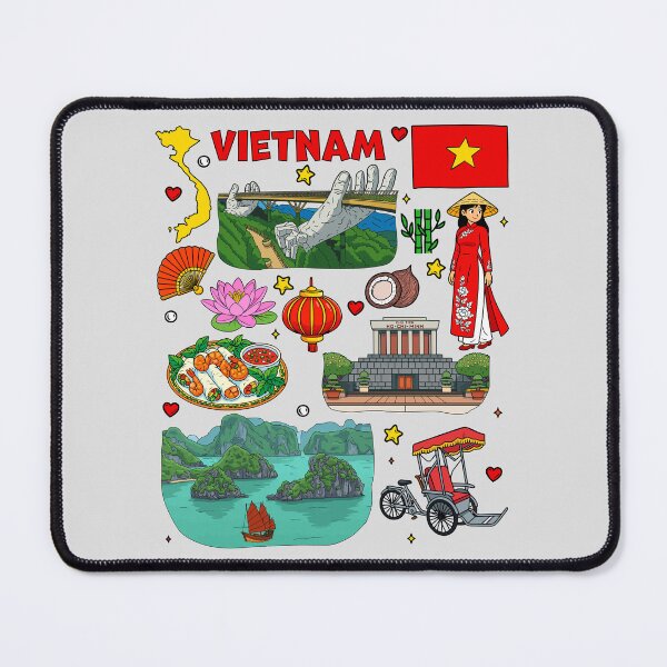 Item preview, I Love Vietnam Culture Landmarks Doodle Pattern designed and sold by mashmosh.
