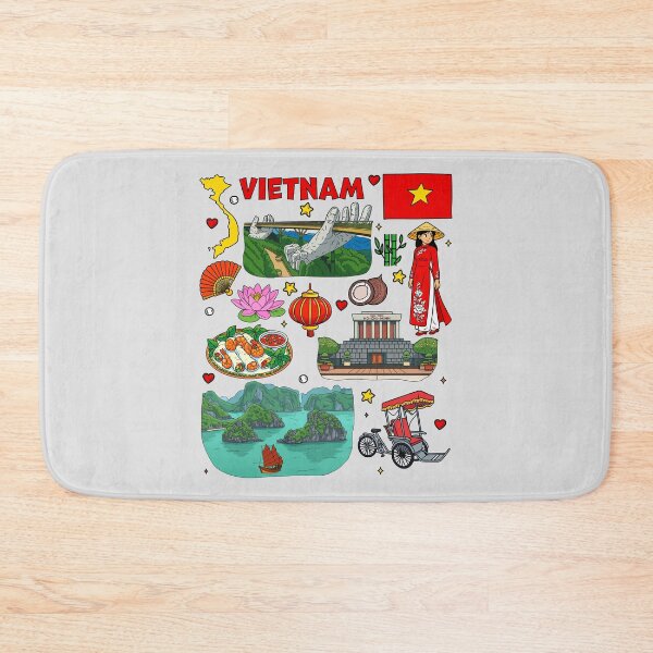 Item preview, I Love Vietnam Culture Landmarks Doodle Pattern designed and sold by mashmosh.