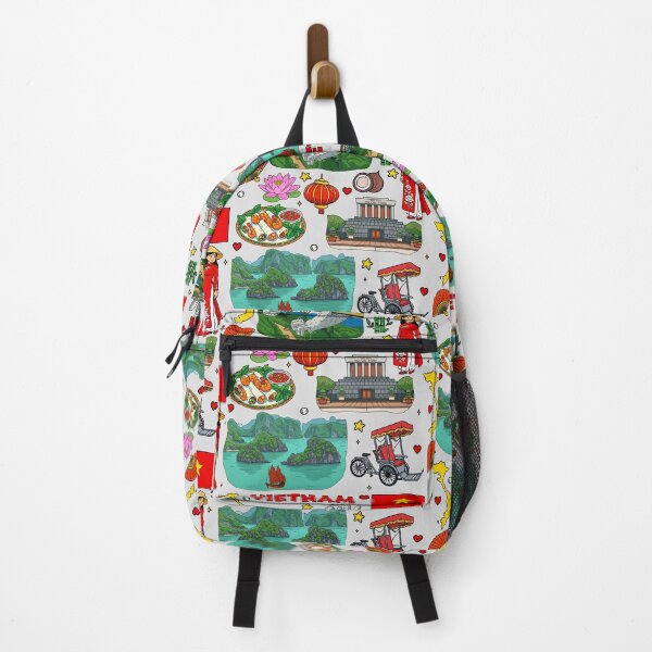 Item preview, I Love Vietnam Culture Landmarks Doodle Pattern designed and sold by mashmosh.