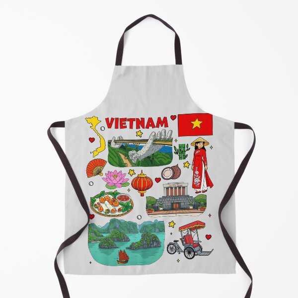 Item preview, I Love Vietnam Culture Landmarks Doodle Pattern designed and sold by mashmosh.