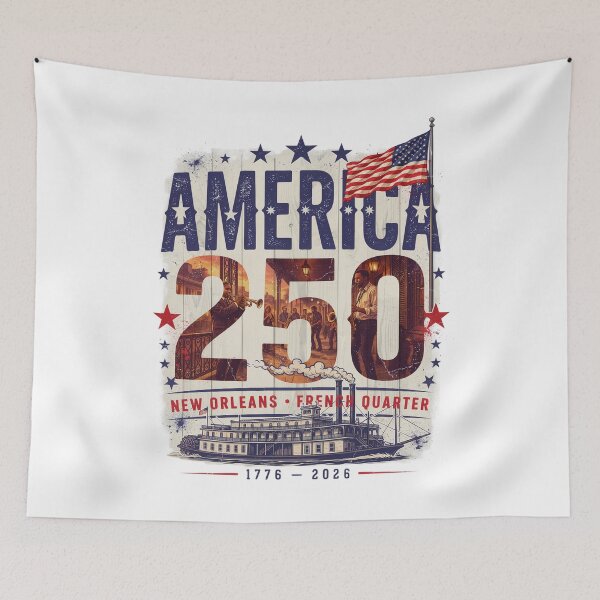 Item preview, America 250 New Orleans Louisiana Semiquincentennial 1776 - 2026 Vintage Jazz Flag v3 designed and sold by DarylWelsh2024.