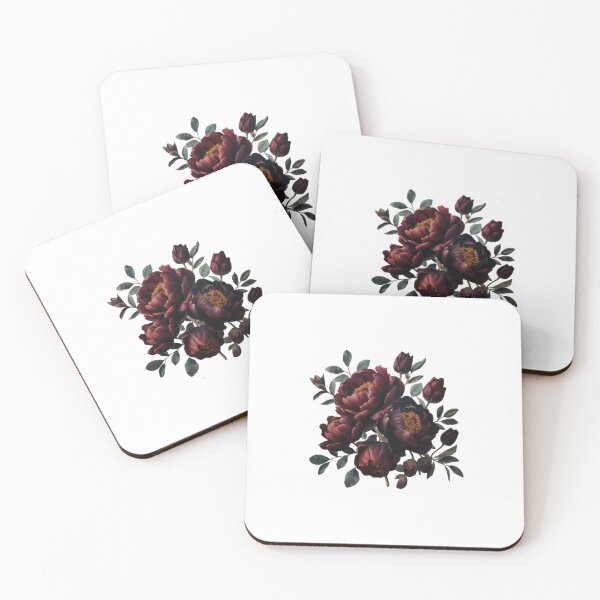 Item preview, Vintage Dark Maroon Red Peony Flower Bouquet Art designed and sold by ByKayaPrints.