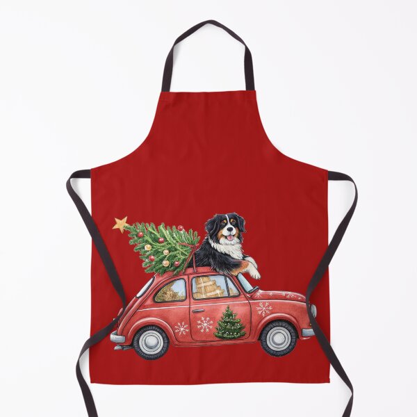 Item preview, Bernese Mountain Dog Winter Holiday Vintage Red Car designed and sold by iPrintPaws.