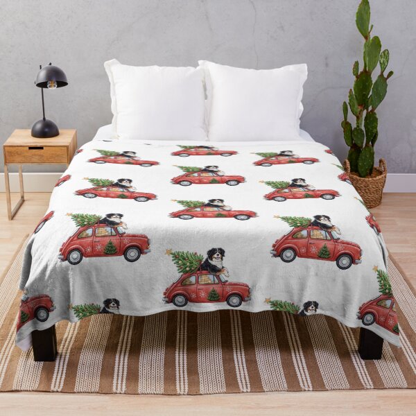 Item preview, Bernese Mountain Dog Winter Holiday Vintage Red Car designed and sold by iPrintPaws.