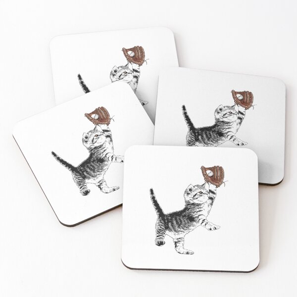 Item preview, Allstar Kitten - Black and White Cat Playing Baseball designed and sold by LittleMissTyne.