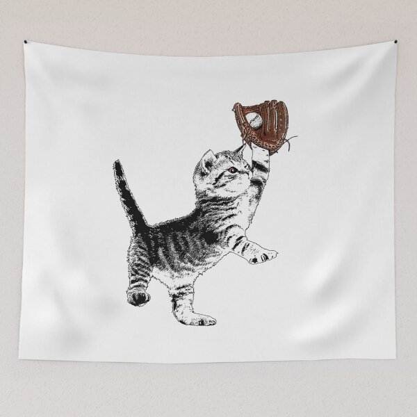 Item preview, Allstar Kitten - Black and White Cat Playing Baseball designed and sold by LittleMissTyne.